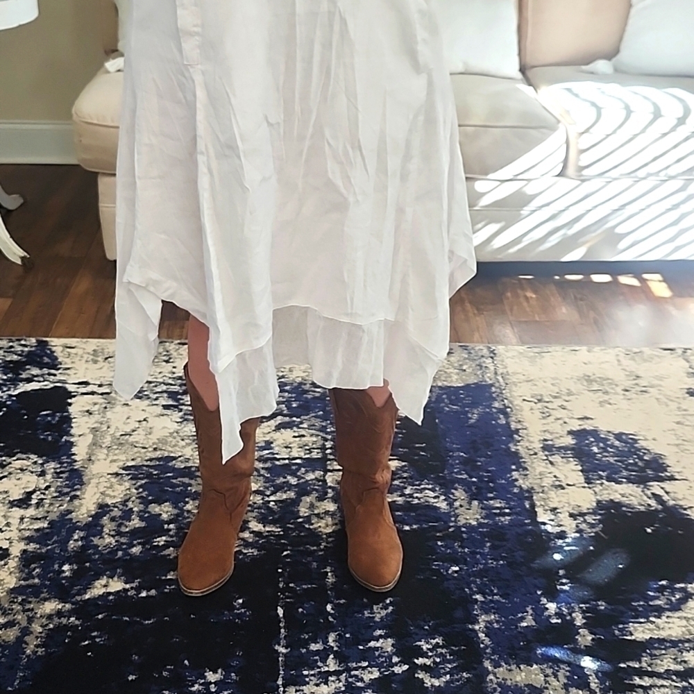 NWT For Cynthia Linen Lagenlook Mixed Media Beachy Dress Size Pet Large - Picture 5 of 14